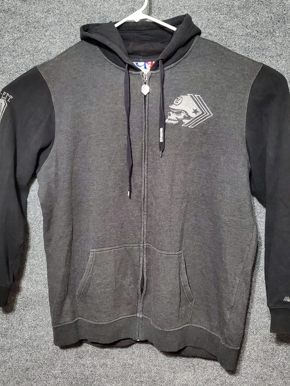 Metal Mulisha Raglan Zip Up Hoodie Mens 2XL Skull Military Y2K Grunge Rock Goth